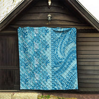 Cyan Hibiscus Monstera Seamless Kakau Hawaii Quilt LT14 - Polynesian Pride