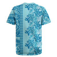 Cyan Hibiscus Monstera Seamless Kakau Hawaii Rugby Jersey LT14 - Polynesian Pride