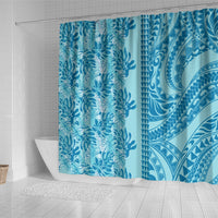 Cyan Hibiscus Monstera Seamless Kakau Hawaii Shower Curtain LT14 - Polynesian Pride