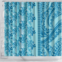Cyan Hibiscus Monstera Seamless Kakau Hawaii Shower Curtain LT14 - Polynesian Pride