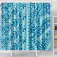 Cyan Hibiscus Monstera Seamless Kakau Hawaii Shower Curtain LT14 - Polynesian Pride