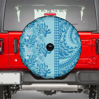 Cyan Hibiscus Monstera Seamless Kakau Hawaii Spare Tire Cover LT14 - Polynesian Pride