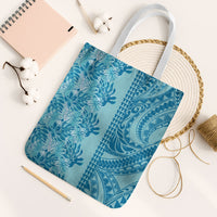 Cyan Hibiscus Monstera Seamless Kakau Hawaii Tote Bag LT14 White Strap One Size Cyan - Polynesian Pride