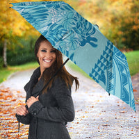 Cyan Hibiscus Monstera Seamless Kakau Hawaii Umbrella LT14 - Polynesian Pride
