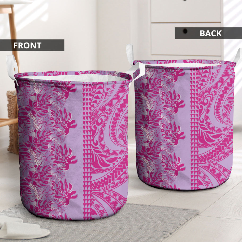 Purple Hibiscus Monstera Seamless Kakau Hawaii Laundry Basket LT14 - Polynesian Pride
