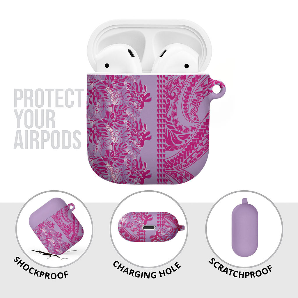 Purple Hibiscus Monstera Seamless Kakau Hawaii AirPods Case LT14 - Polynesian Pride