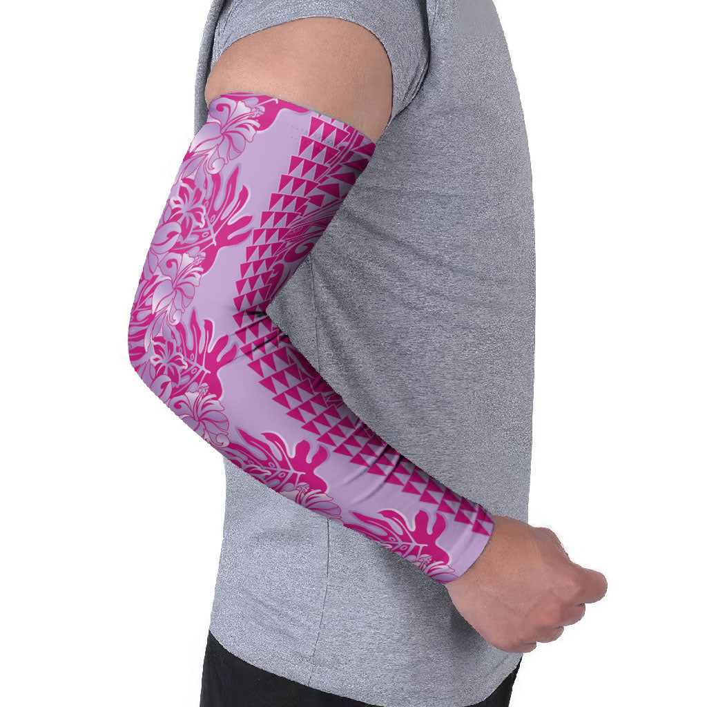 Purple Hibiscus Monstera Seamless Kakau Hawaii Arm Sleeves LT14 - Polynesian Pride