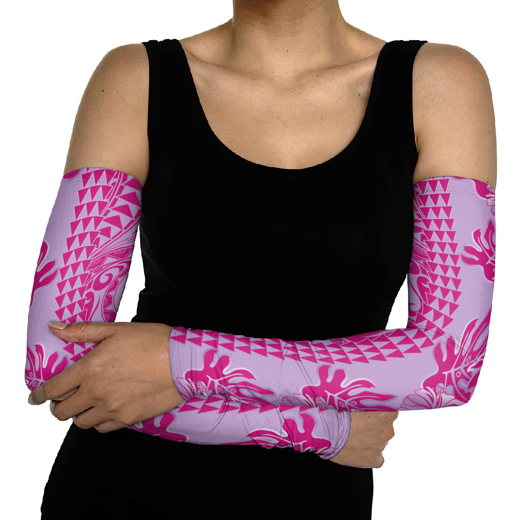 Purple Hibiscus Monstera Seamless Kakau Hawaii Arm Sleeves LT14 - Polynesian Pride