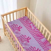 Purple Hibiscus Monstera Seamless Kakau Hawaii Baby Bed Cover LT14 - Polynesian Pride