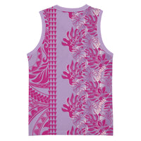 Purple Hibiscus Monstera Seamless Kakau Hawaii Basketball Jersey LT14 - Polynesian Pride