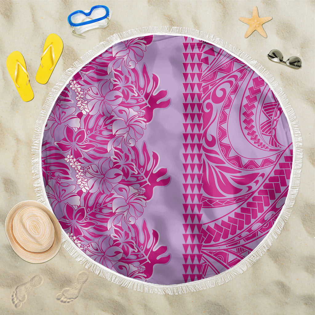 Purple Hibiscus Monstera Seamless Kakau Hawaii Beach Blanket LT14 One Size 150cm Purple - Polynesian Pride