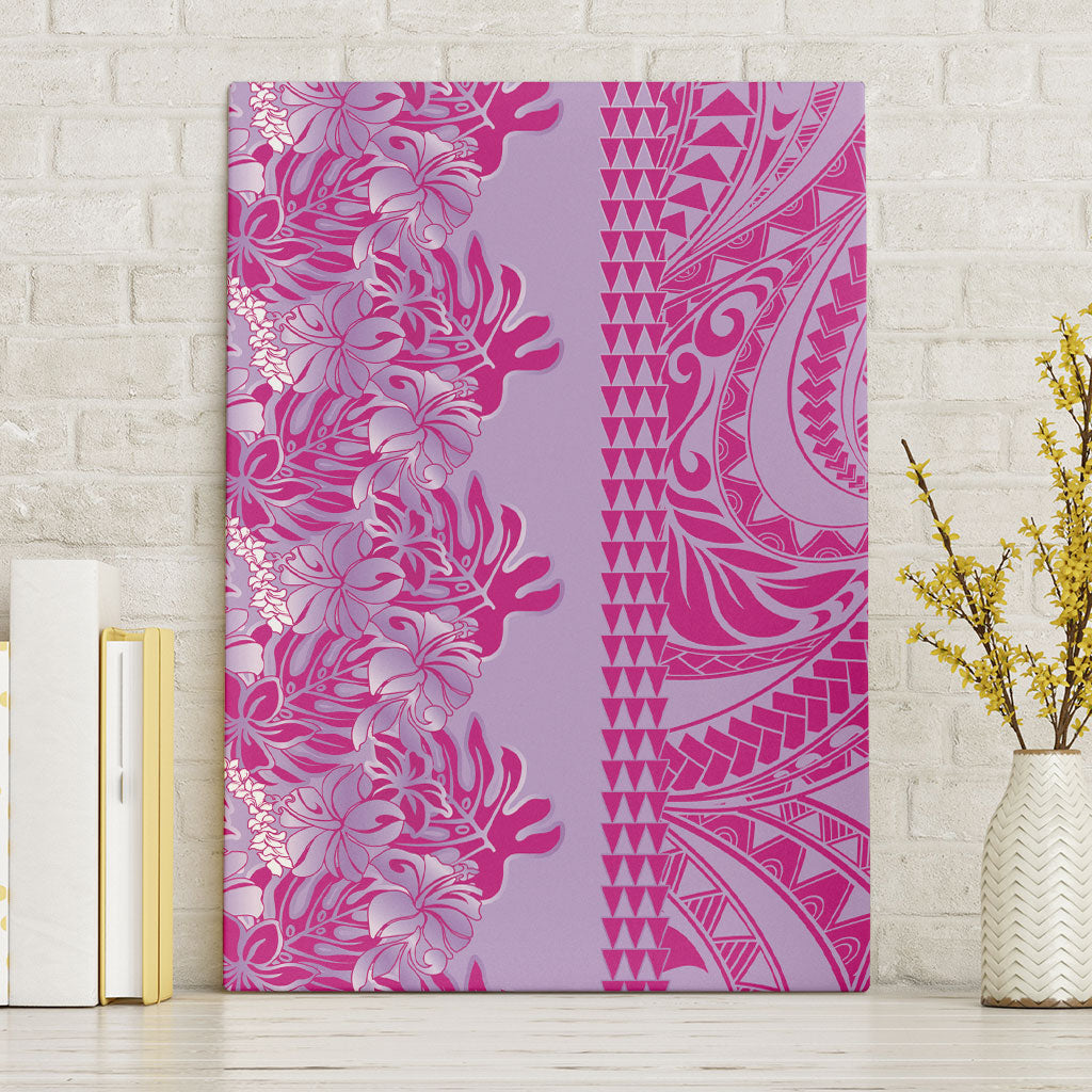 Purple Hibiscus Monstera Seamless Kakau Hawaii Canvas Wall Art LT14 Without Frame Purple - Polynesian Pride