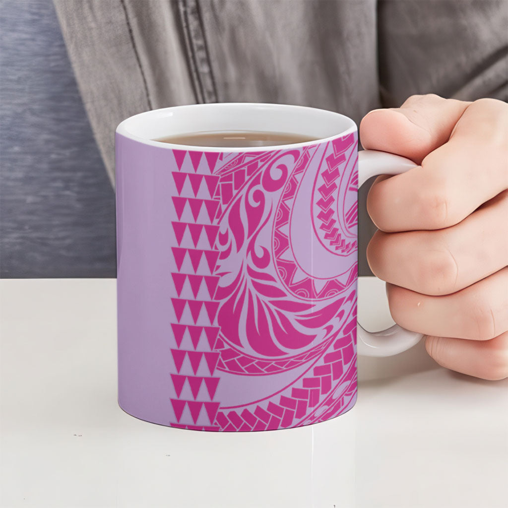 Purple Hibiscus Monstera Seamless Kakau Hawaii Ceramic Mug LT14 - Polynesian Pride