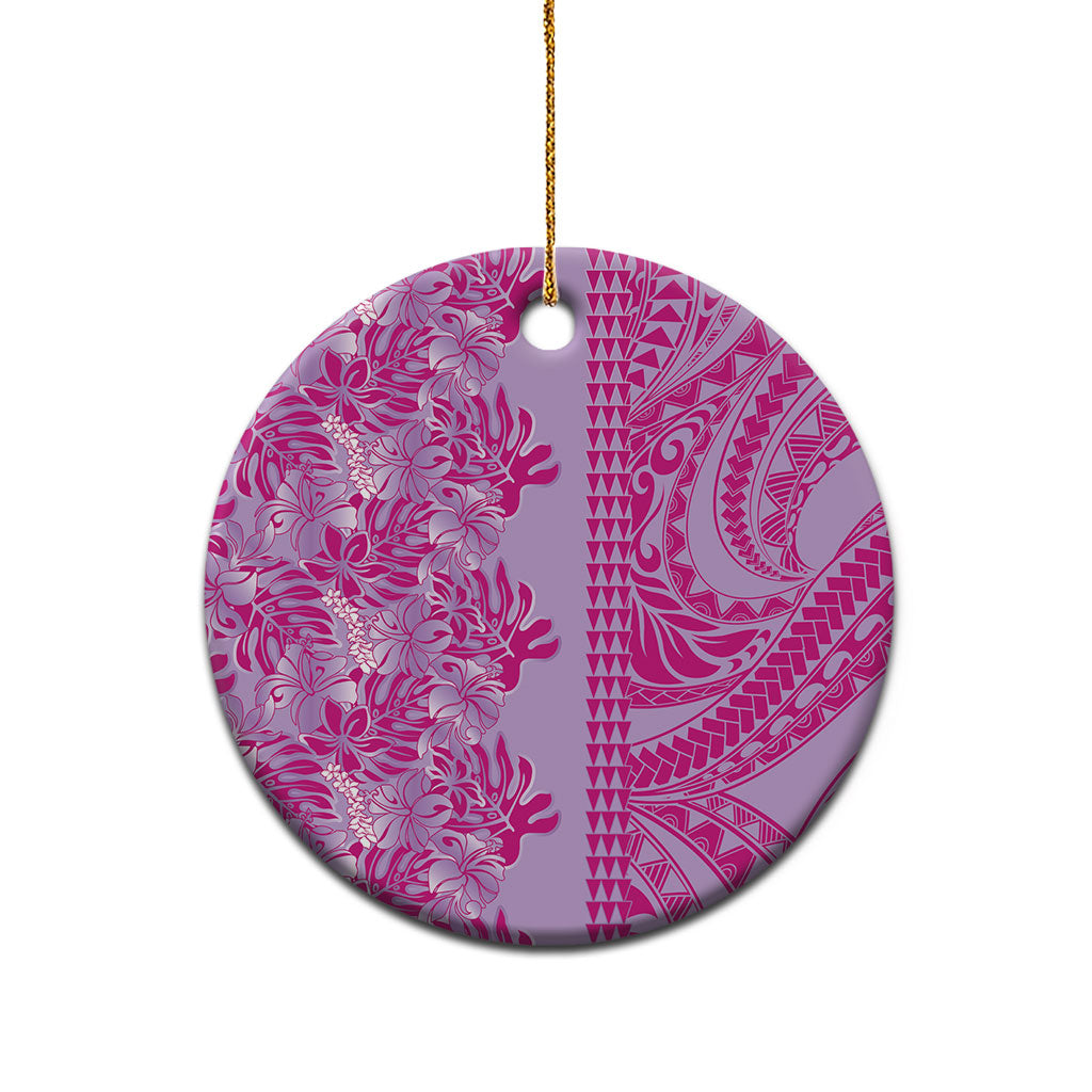 Purple Hibiscus Monstera Seamless Kakau Hawaii Ceramic Ornament LT14 - Polynesian Pride