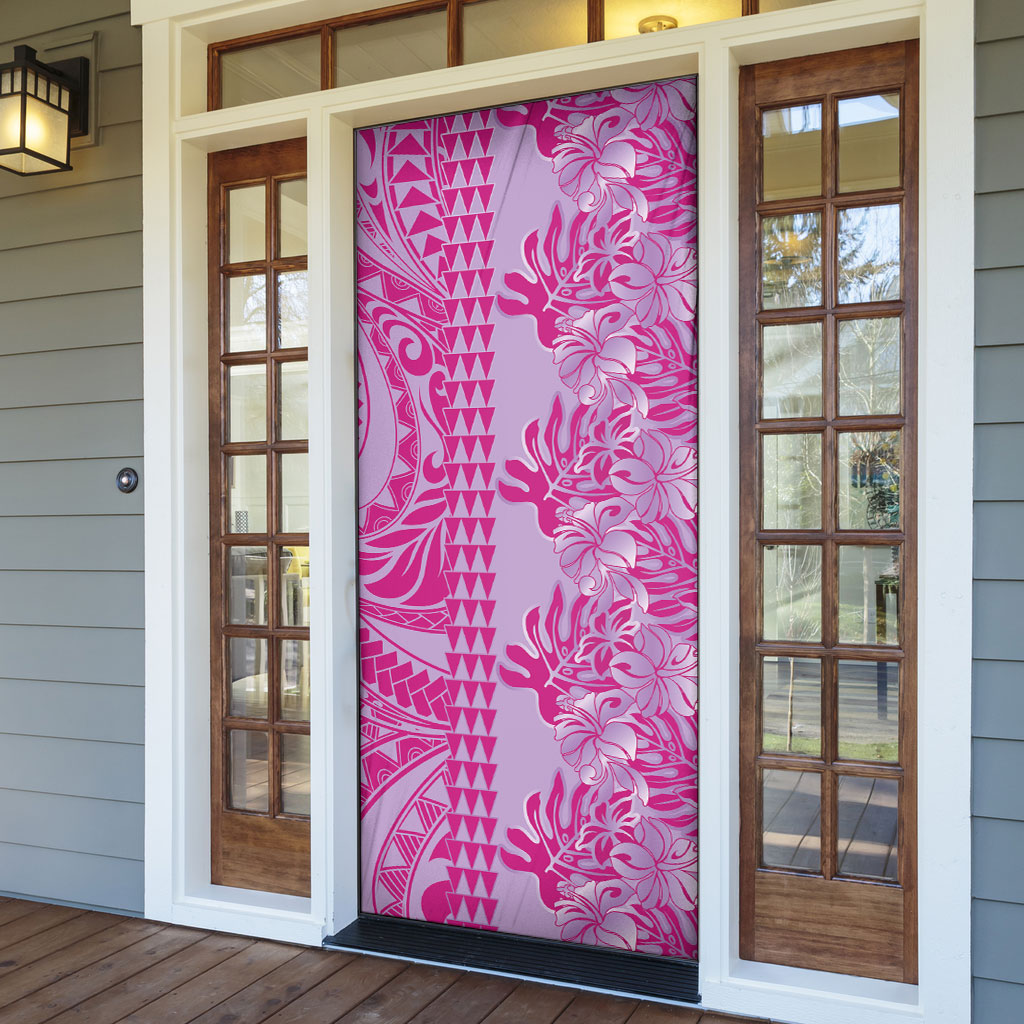Purple Hibiscus Monstera Seamless Kakau Hawaii Door Cover LT14 - Polynesian Pride