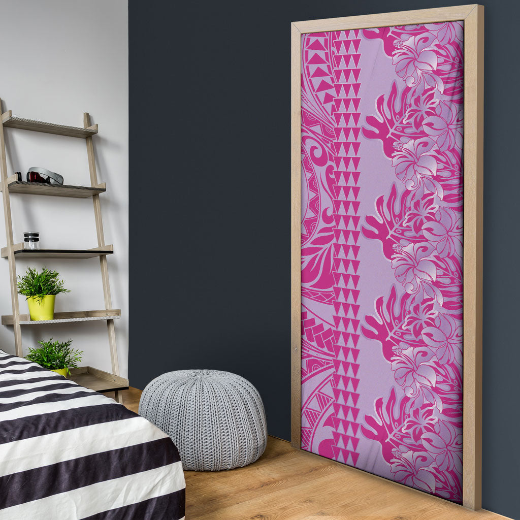 Purple Hibiscus Monstera Seamless Kakau Hawaii Door Cover LT14 - Polynesian Pride