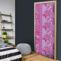 Purple Hibiscus Monstera Seamless Kakau Hawaii Door Cover LT14 - Polynesian Pride