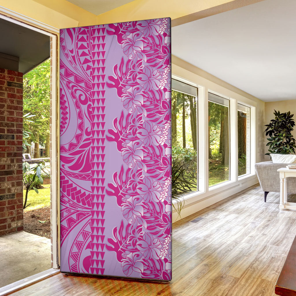 Purple Hibiscus Monstera Seamless Kakau Hawaii Door Cover LT14 - Polynesian Pride