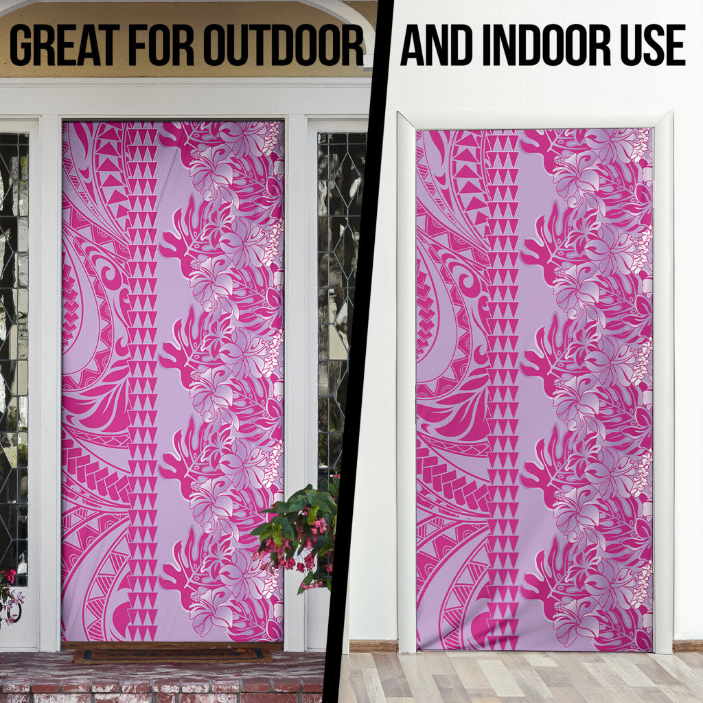 Purple Hibiscus Monstera Seamless Kakau Hawaii Door Cover LT14 - Polynesian Pride