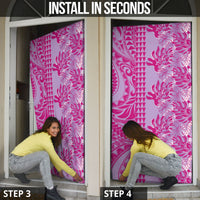 Purple Hibiscus Monstera Seamless Kakau Hawaii Door Cover LT14 - Polynesian Pride