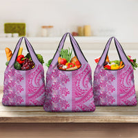 Purple Hibiscus Monstera Seamless Kakau Hawaii Grocery Bag LT14 3-pack One Size Purple - Polynesian Pride