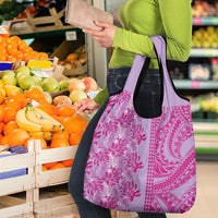 Purple Hibiscus Monstera Seamless Kakau Hawaii Grocery Bag LT14 - Polynesian Pride
