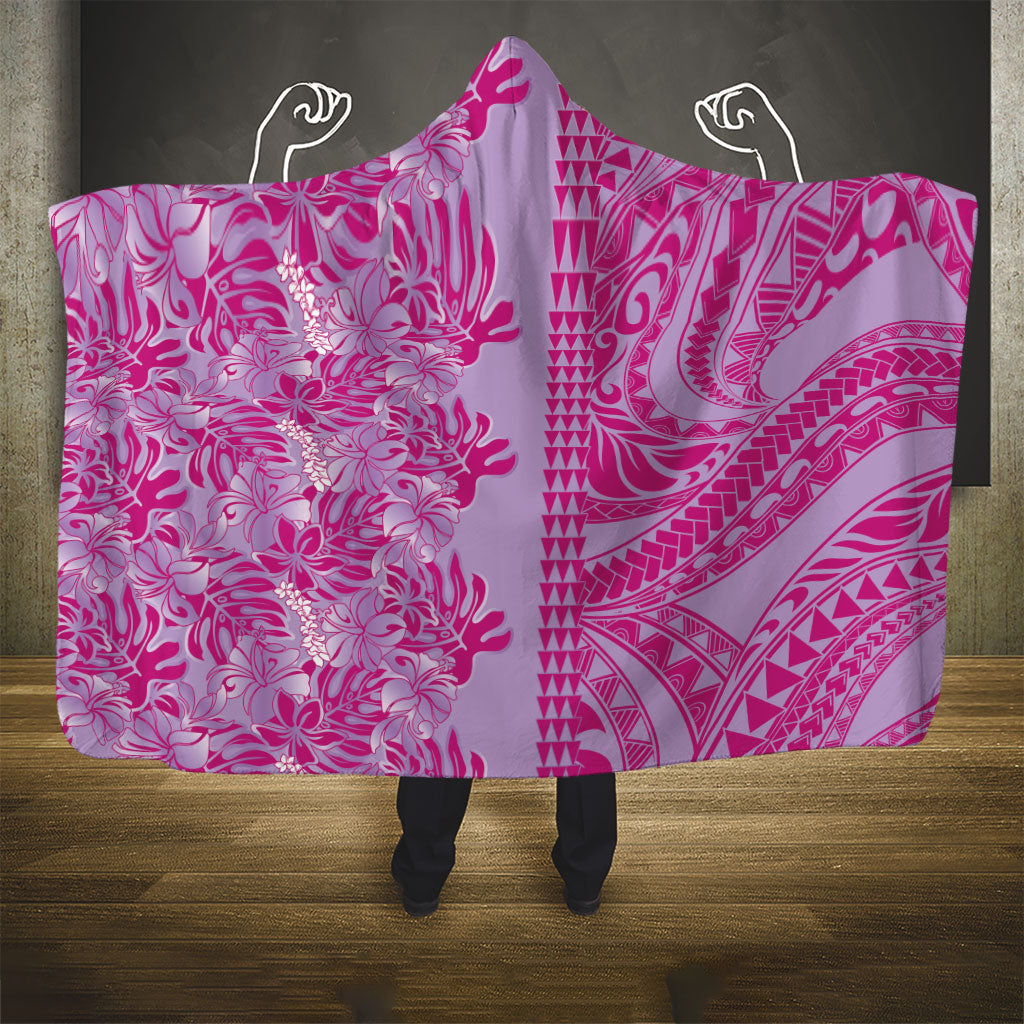 Purple Hibiscus Monstera Seamless Kakau Hawaii Hooded Blanket LT14 - Polynesian Pride