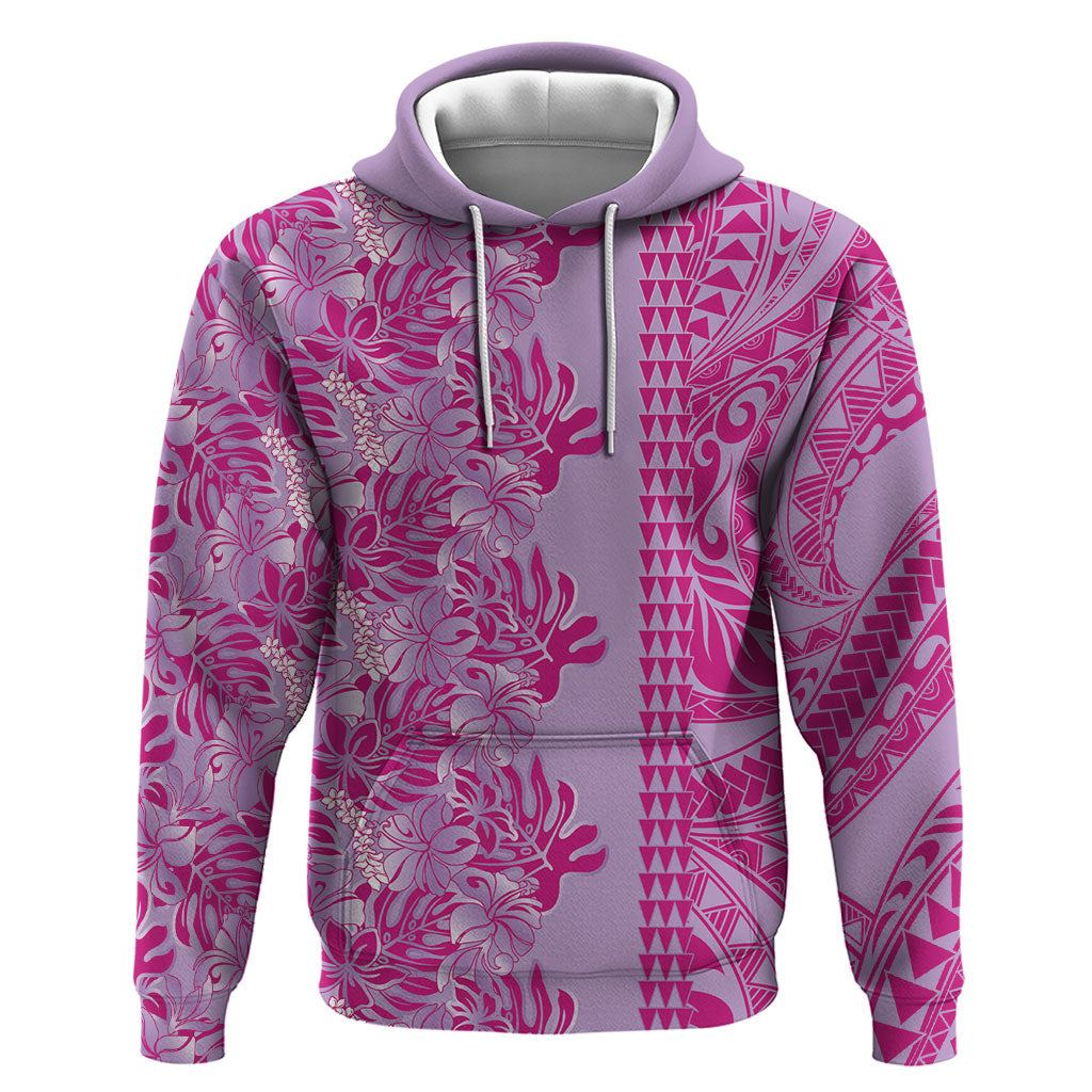 Purple Hibiscus Monstera Seamless Kakau Hawaii Hoodie LT14 Pullover Hoodie Purple - Polynesian Pride