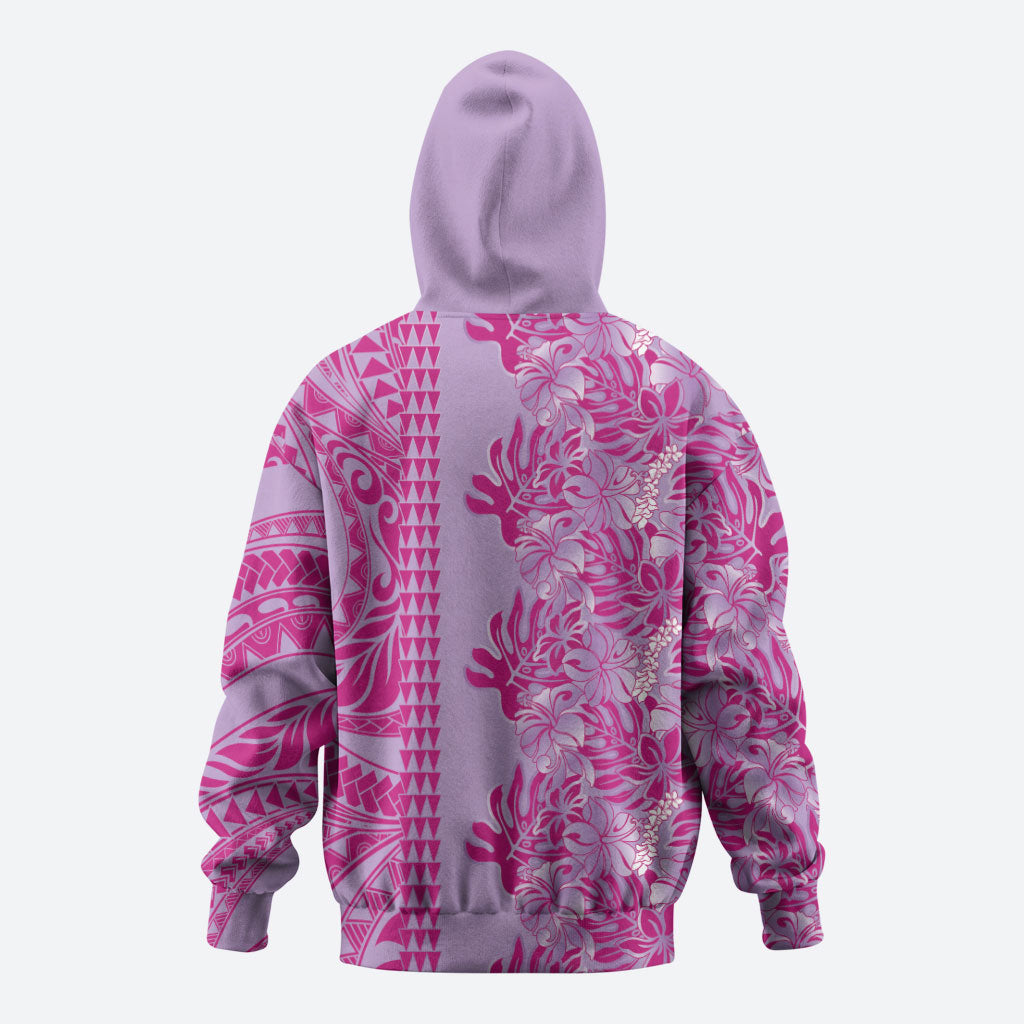 Purple Hibiscus Monstera Seamless Kakau Hawaii Hoodie LT14 - Polynesian Pride