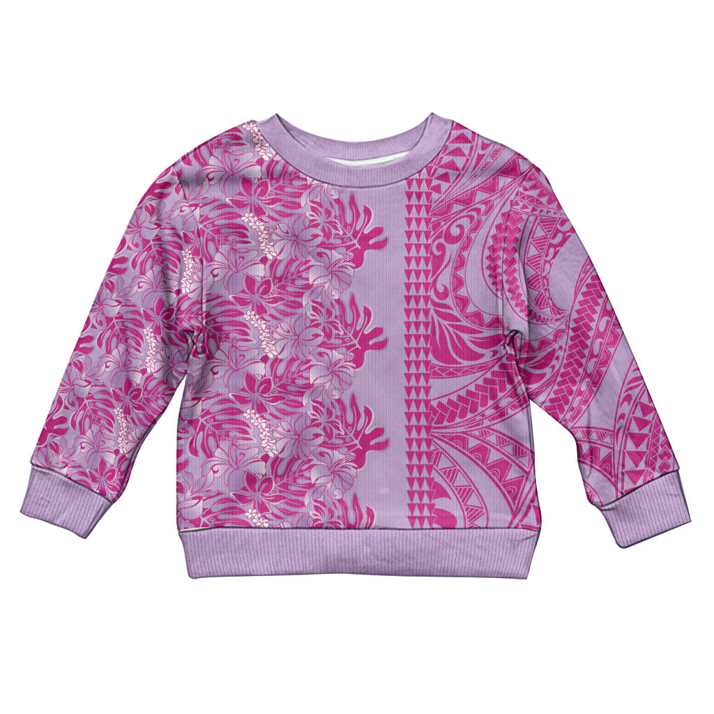 Purple Hibiscus Monstera Seamless Kakau Hawaii Kid Ugly Christmas Sweater LT14 Kid Purple - Polynesian Pride