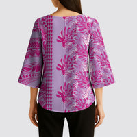Purple Hibiscus Monstera Seamless Kakau Hawaii Kimono Sleeve Blouse LT14 - Polynesian Pride