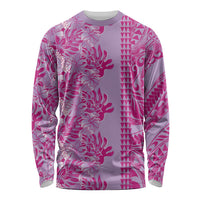 Purple Hibiscus Monstera Seamless Kakau Hawaii Long Sleeve Shirt LT14 Unisex Purple - Polynesian Pride