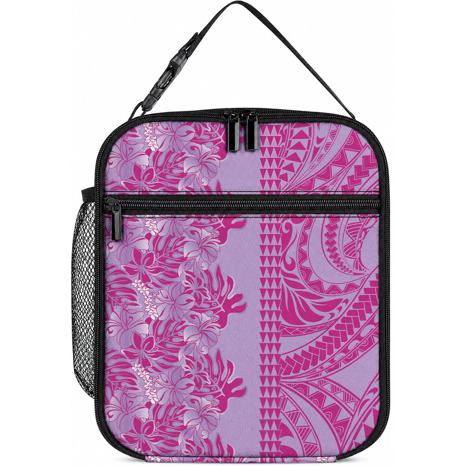 Purple Hibiscus Monstera Seamless Kakau Hawaii Lunch Bag LT14 10.2 × 8.3 × 4.3 inch Purple - Polynesian Pride