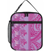 Purple Hibiscus Monstera Seamless Kakau Hawaii Lunch Bag LT14 10.2 × 8.3 × 4.3 inch Purple - Polynesian Pride