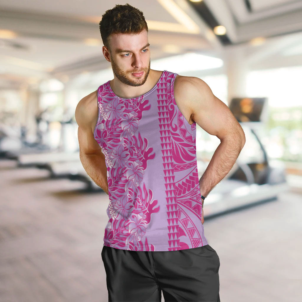 Purple Hibiscus Monstera Seamless Kakau Hawaii Men Tank Top LT14 Purple - Polynesian Pride