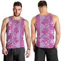 Purple Hibiscus Monstera Seamless Kakau Hawaii Men Tank Top LT14 - Polynesian Pride