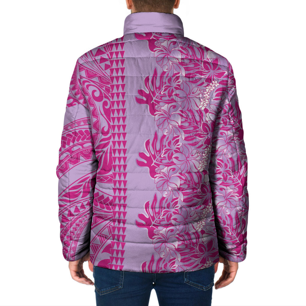 Purple Hibiscus Monstera Seamless Kakau Hawaii Padded Jacket LT14 - Polynesian Pride