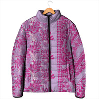 Purple Hibiscus Monstera Seamless Kakau Hawaii Padded Jacket LT14 - Polynesian Pride