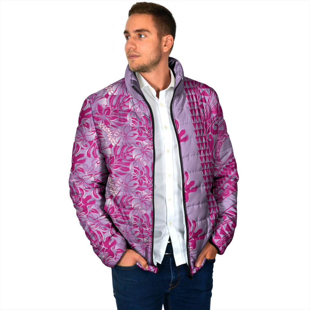 Purple Hibiscus Monstera Seamless Kakau Hawaii Padded Jacket LT14 - Polynesian Pride
