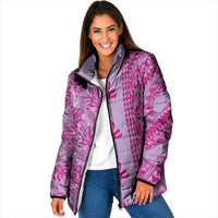 Purple Hibiscus Monstera Seamless Kakau Hawaii Padded Jacket LT14 Women Purple - Polynesian Pride