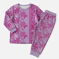 Purple Hibiscus Monstera Seamless Kakau Hawaii Christmas Pajama Set LT14 Men Purple - Polynesian Pride