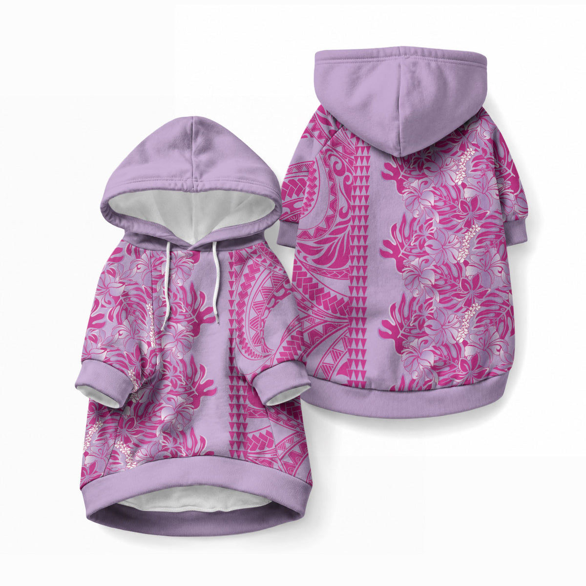 Purple Hibiscus Monstera Seamless Kakau Hawaii Pet Hoodie LT14 Pullover Purple - Polynesian Pride