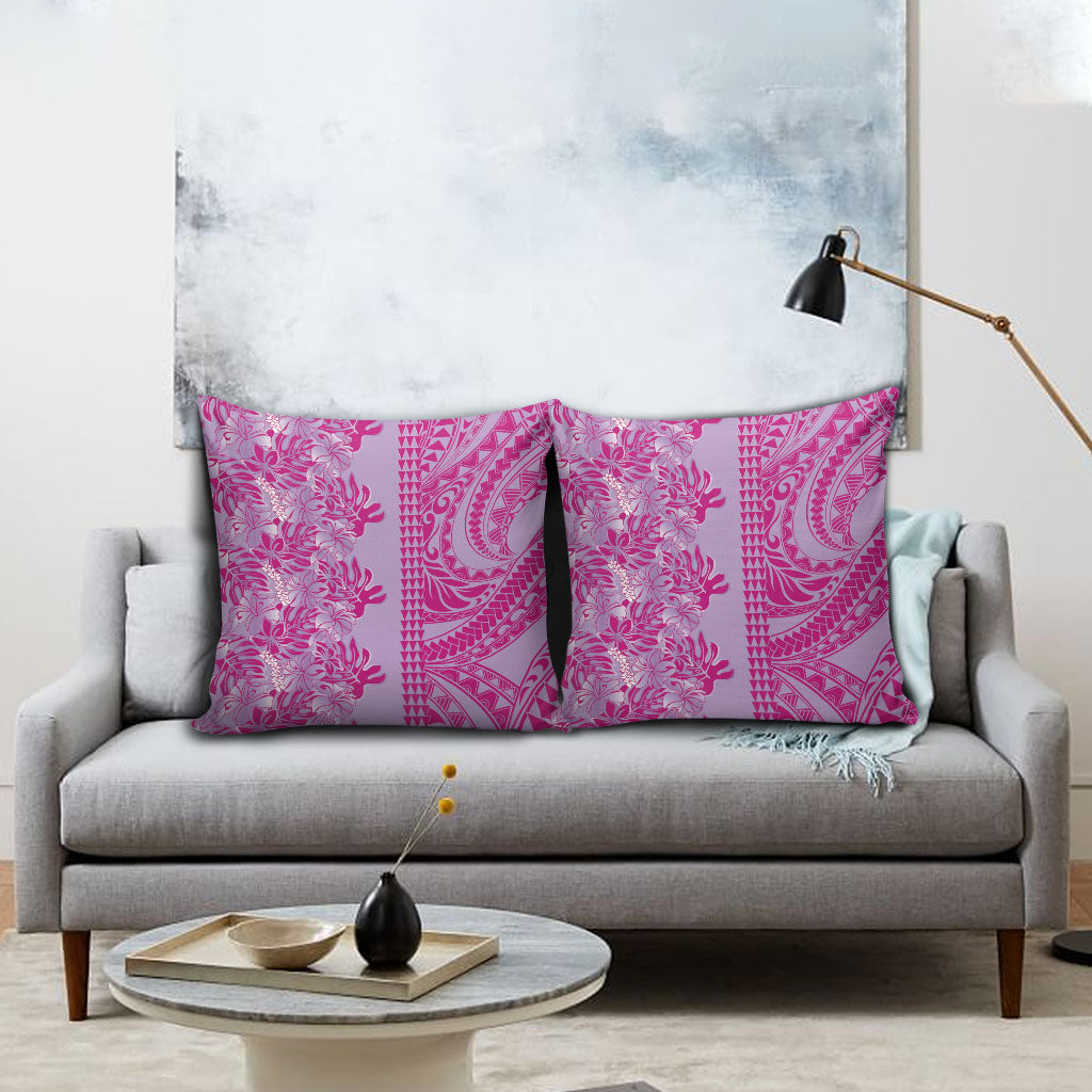 Purple Hibiscus Monstera Seamless Kakau Hawaii Pillow Cover LT14 - Polynesian Pride