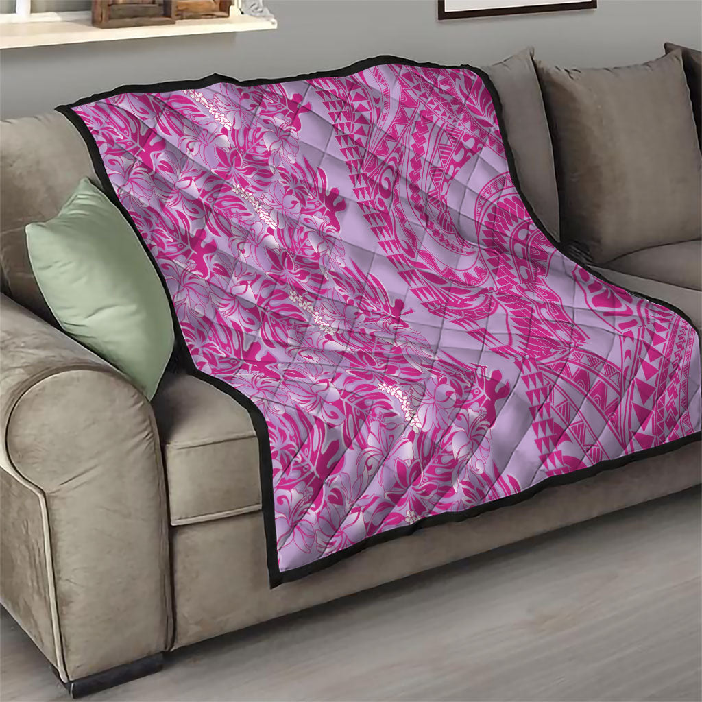 Purple Hibiscus Monstera Seamless Kakau Hawaii Quilt LT14 - Polynesian Pride