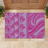 Purple Hibiscus Monstera Seamless Kakau Hawaii Rubber Doormat LT14 Purple - Polynesian Pride
