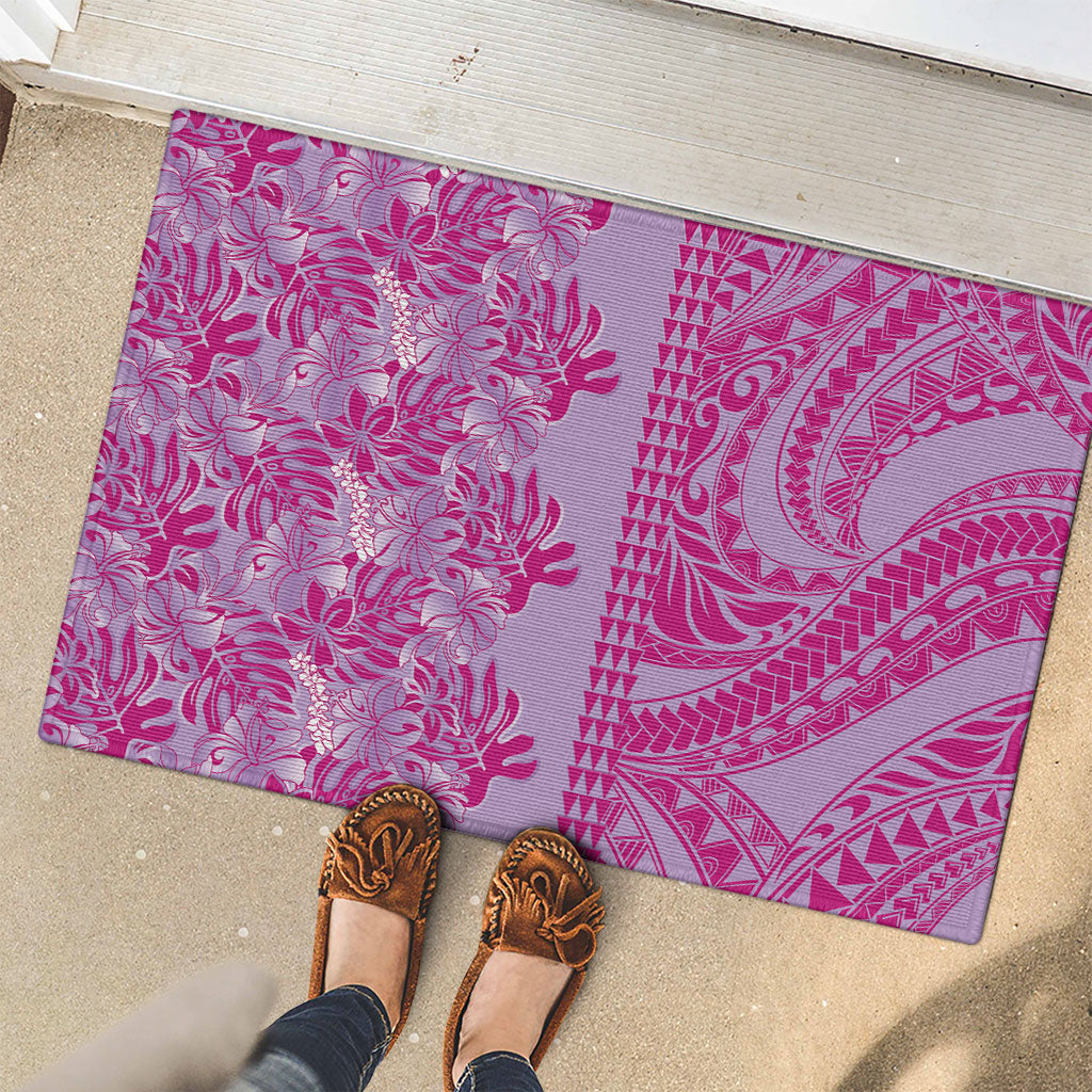 Purple Hibiscus Monstera Seamless Kakau Hawaii Rubber Doormat LT14 - Polynesian Pride