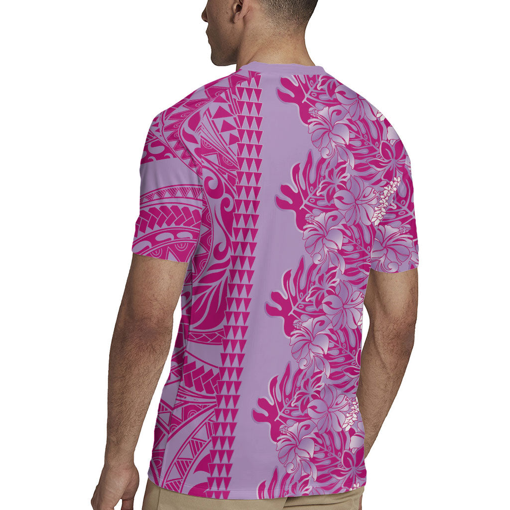 Purple Hibiscus Monstera Seamless Kakau Hawaii Rugby Jersey LT14 - Polynesian Pride
