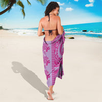 Purple Hibiscus Monstera Seamless Kakau Hawaii Sarong