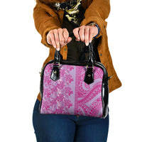 Purple Hibiscus Monstera Seamless Kakau Hawaii Shoulder Handbag LT14 One Size Purple - Polynesian Pride