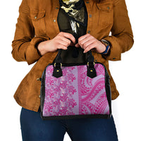 Purple Hibiscus Monstera Seamless Kakau Hawaii Shoulder Handbag LT14 - Polynesian Pride